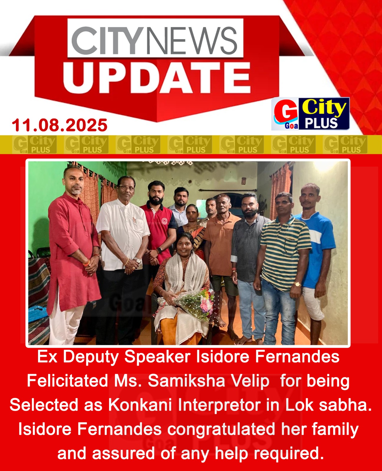 Ex Deputy Speaker Isdore fernandes Falicitated Mrs Samiksha Velip